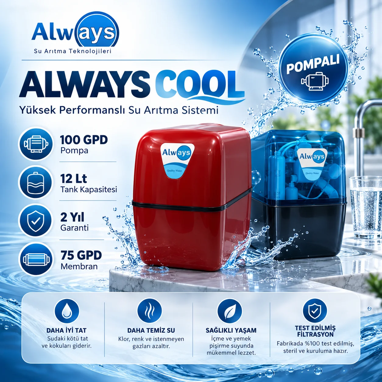 Always Cool 12 Litre Pompalı Arıtma Cihazı