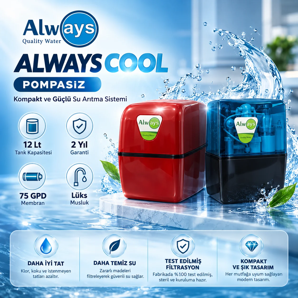 Always Cool 12 Litre Pompasız Arıtma Cihazı